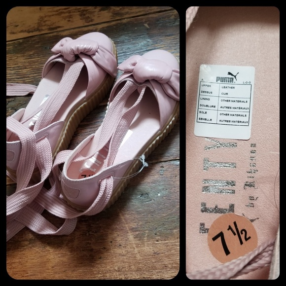 ๐๏ธ Fenty Puma Creeper bow Ankle Tie platform flatform Sandal shoes Rhianna Boho - Picture 7 of 8